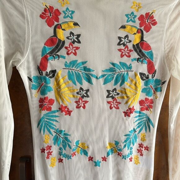 Carpe Diem tropical embroidered bodysuit NWOT - Picture 2 of 9